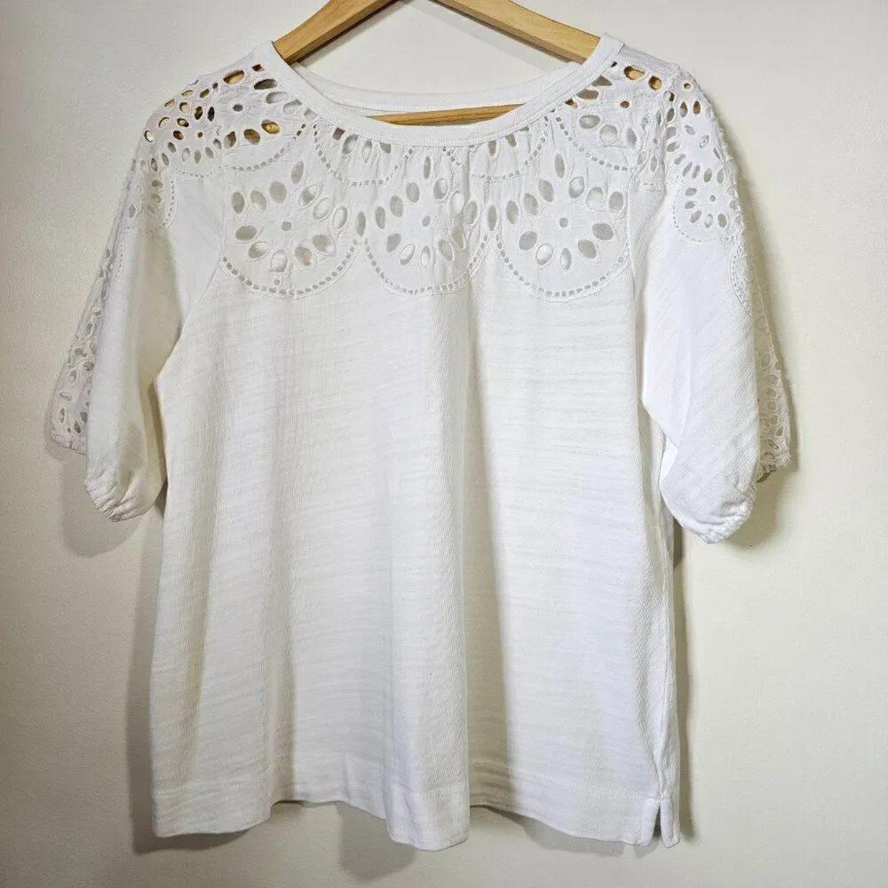 EUC LIKE NEW LOFT WHOTE CUT OUT ANGLAISE TOP SIZE SMALL